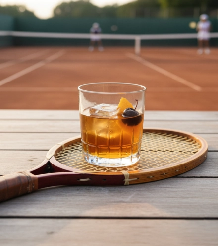 Cocktail en una raqueta de tenis